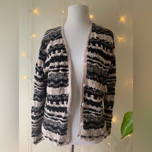 Knitted Beige and Black Cardigan